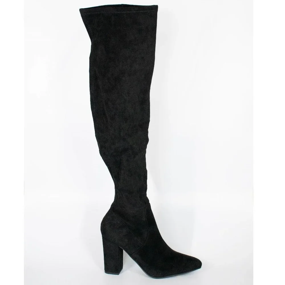 Wild Pair‎ Women's Black Cushioned Over-The-Knee Dress Heeled Boots